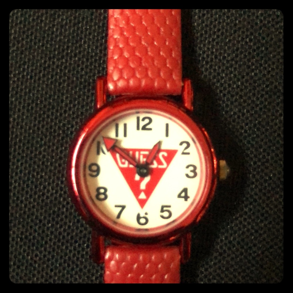 Red Vintage Guess? Watch 1989